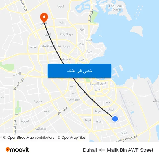 Malik Bin AWF Street to Duhail map