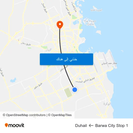 Barwa City Stop 1 to Duhail map