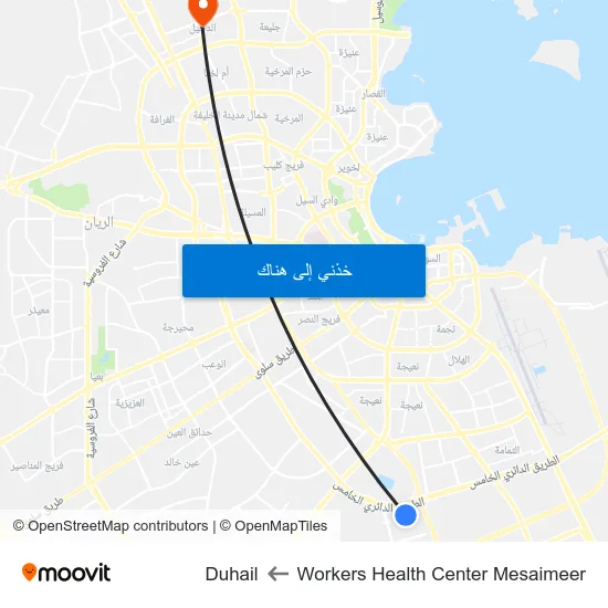 Workers Health Center Mesaimeer to Duhail map