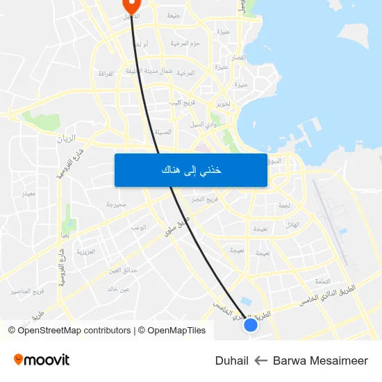 Barwa Mesaimeer to Duhail map