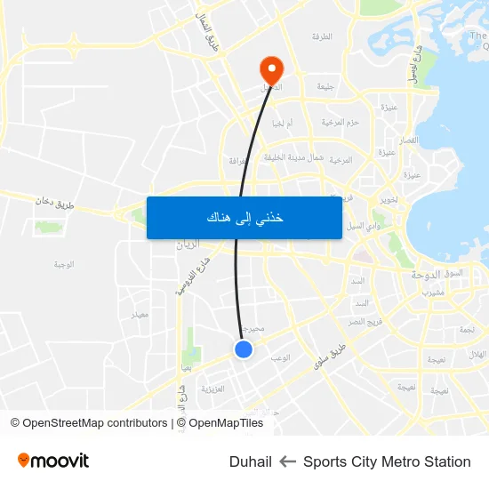Sports City Metro Station to Duhail map