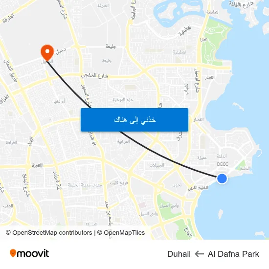 Al Dafna Park to Duhail map