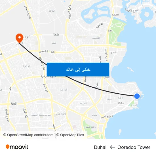 Ooredoo Tower to Duhail map