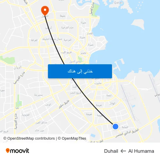 Al Humama to Duhail map