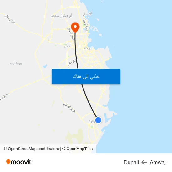 Amwaj to Duhail map