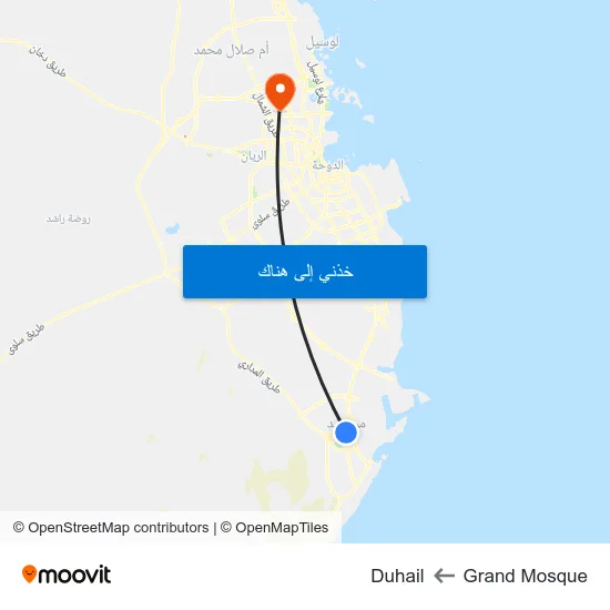 Grand Mosque to Duhail map