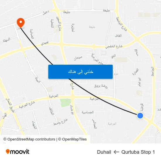 Qurtuba Stop 1 to Duhail map