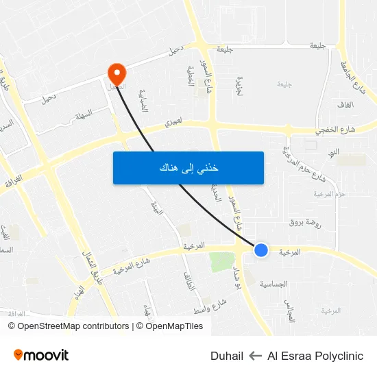 Al Esraa Polyclinic to Duhail map
