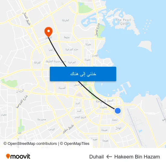 Hakeem Bin Hazam to Duhail map