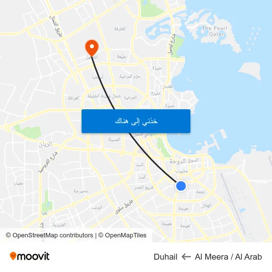 Al Meera / Al Arab to Duhail map