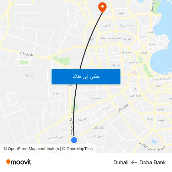 Doha Bank to Duhail map