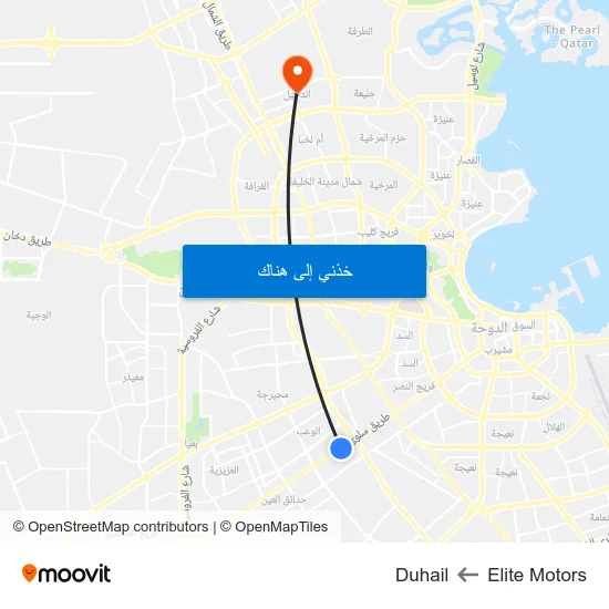 Elite Motors to Duhail map