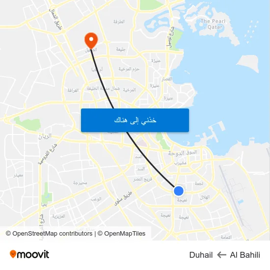 Al Bahili to Duhail map