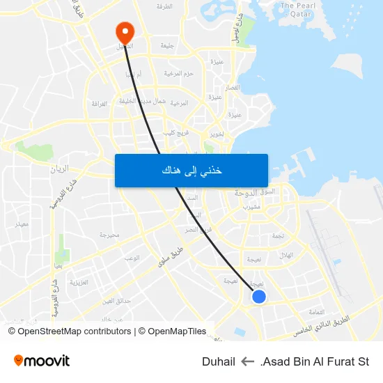 Asad Bin Al Furat St. to Duhail map