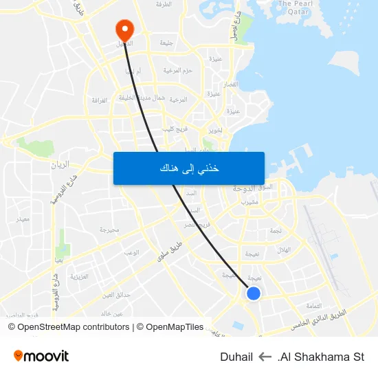 Al Shakhama St. to Duhail map