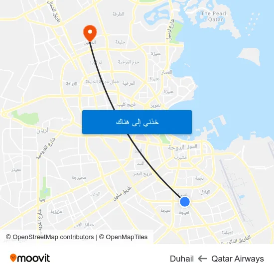 Qatar Airways to Duhail map