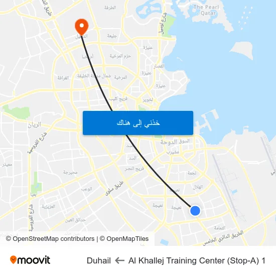 Al Khallej Training Center (Stop-A) 1 to Duhail map
