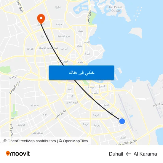 Al Karama to Duhail map