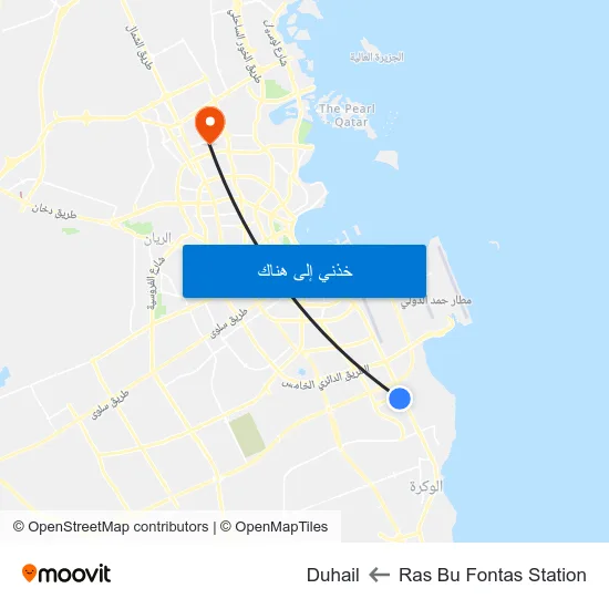 Ras Bu Fontas Station to Duhail map