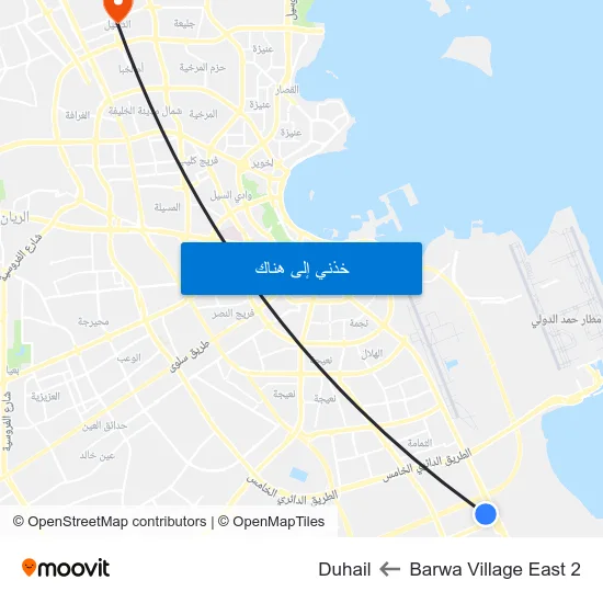 Barwa Village East 2 to Duhail map