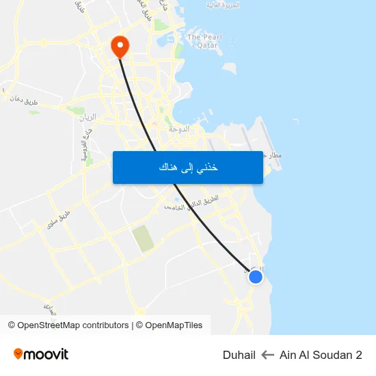Ain Al Soudan 2 to Duhail map