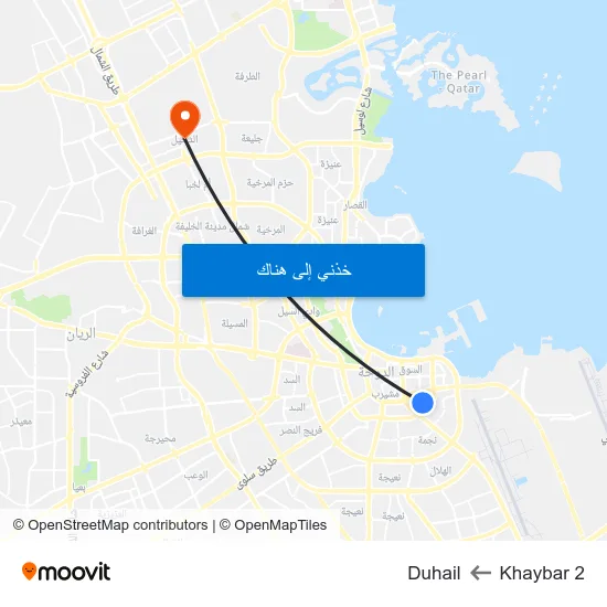 Khaybar 2 to Duhail map