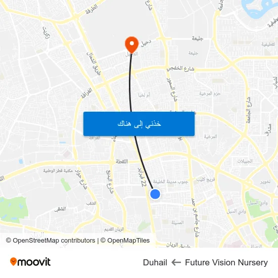Future Vision Nursery to Duhail map