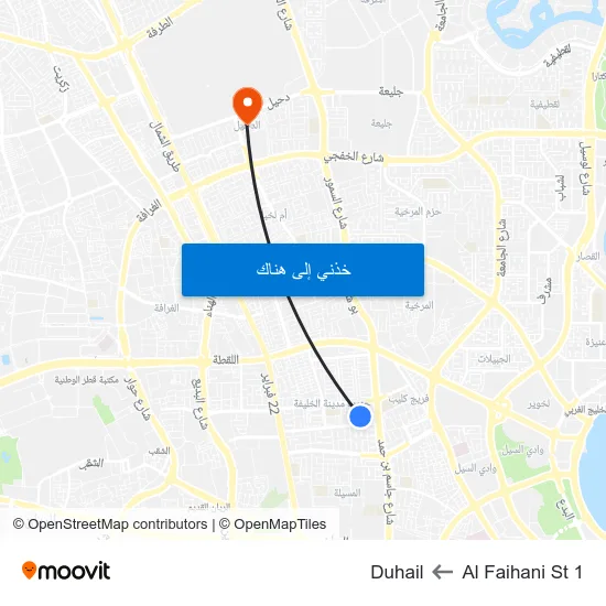 Al Faihani St 1 to Duhail map