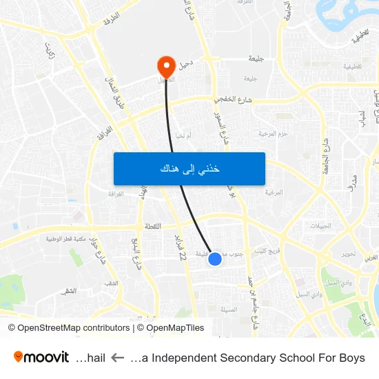 Khalifa Independent Secondary School For Boys to Duhail map