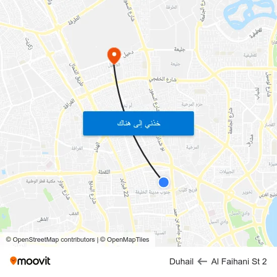 Al Faihani St 2 to Duhail map