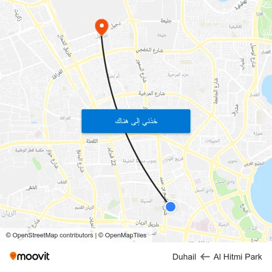Al Hitmi Park to Duhail map