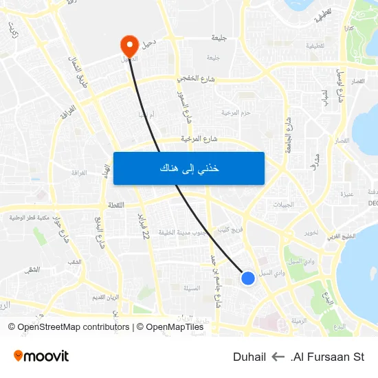 Al Fursaan St. to Duhail map