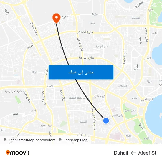 Afeef St to Duhail map