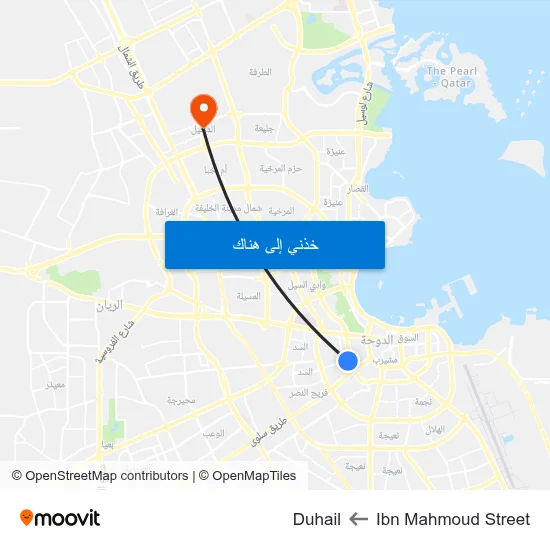 Ibn Mahmoud Street to Duhail map
