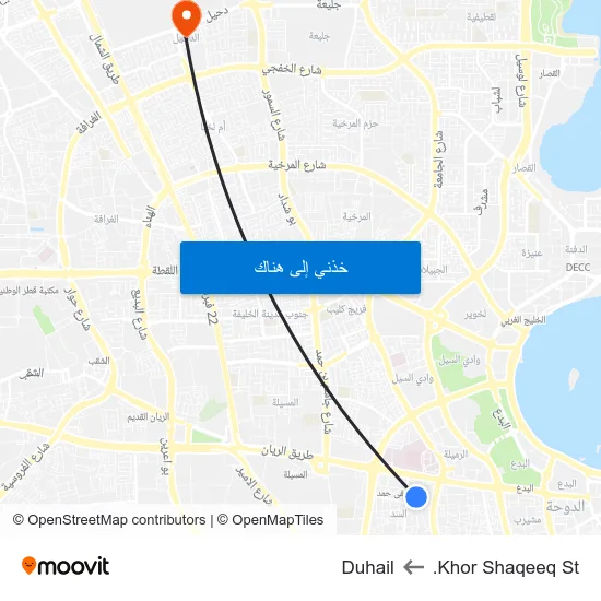 Khor Shaqeeq St. to Duhail map