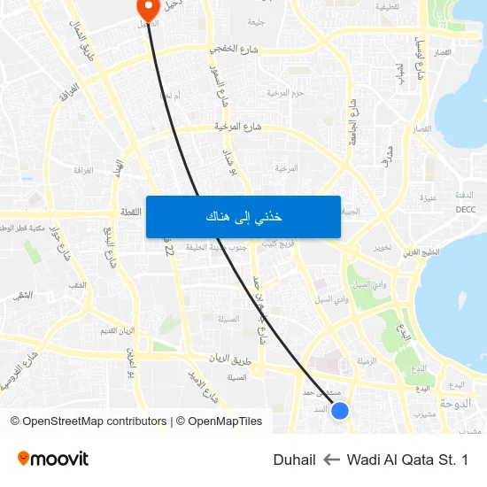 Wadi Al Qata St. 1 to Duhail map