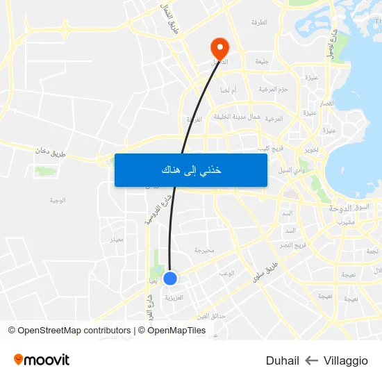 Villaggio to Duhail map