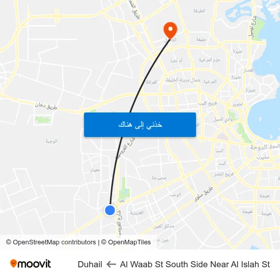 Al Waab St South Side Near Al Islah St to Duhail map