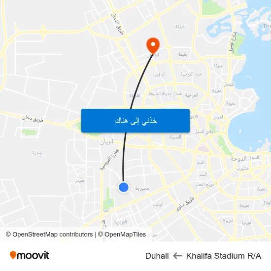 Khalifa Stadium R/A to Duhail map