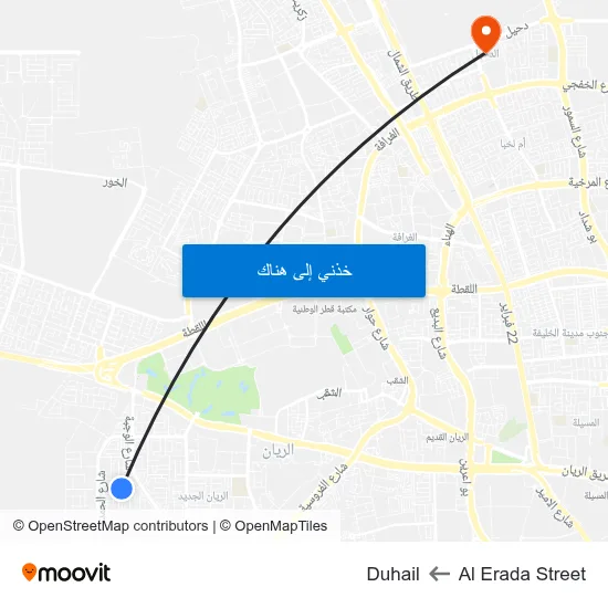 Al Erada Street to Duhail map