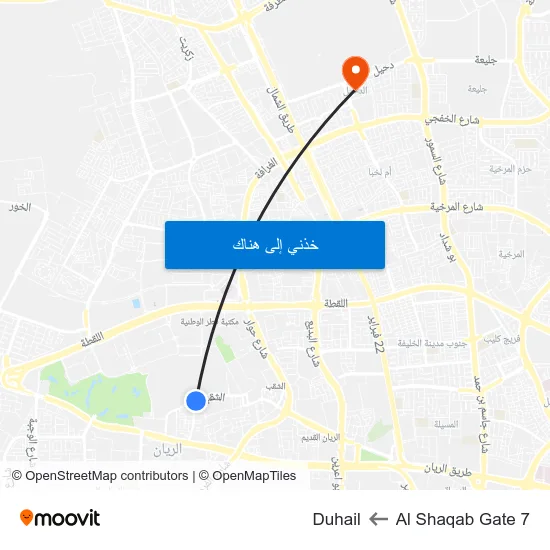 Al Shaqab Gate 7 to Duhail map