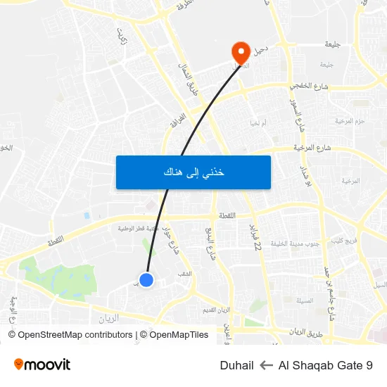 Al Shaqab Gate 9 to Duhail map