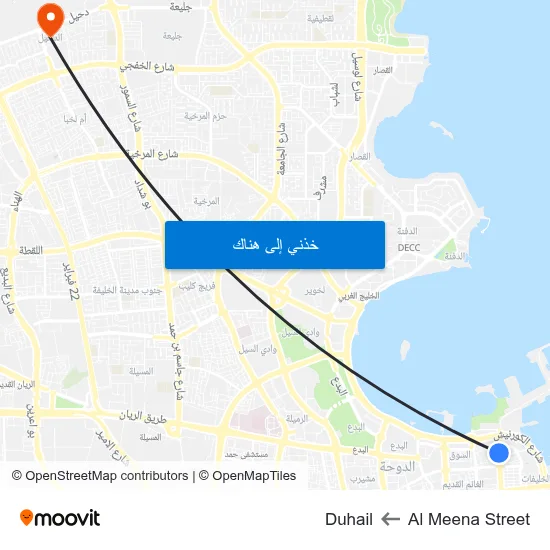 Al Meena Street to Duhail map