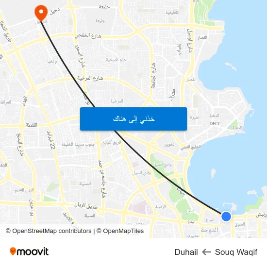 Souq Waqif to Duhail map