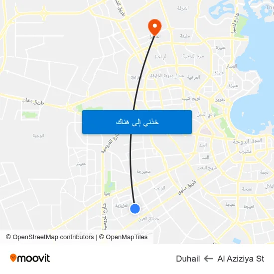 Al Aziziya St to Duhail map