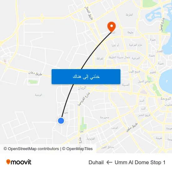 Umm Al Dome Stop 1 to Duhail map