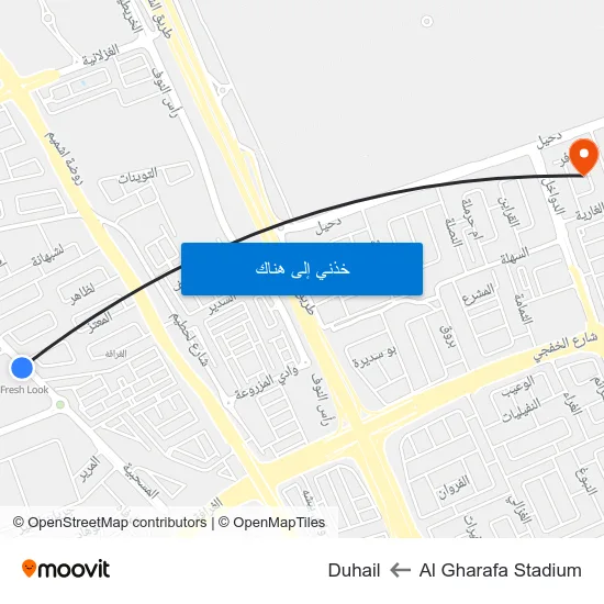 Al Gharafa Stadium to Duhail map