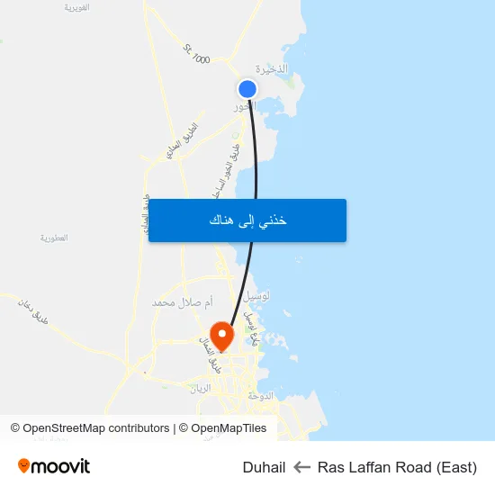 Ras Laffan Road (East) to Duhail map