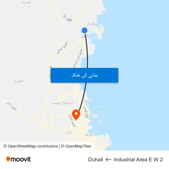 Industrial Area E W 2 to Duhail map