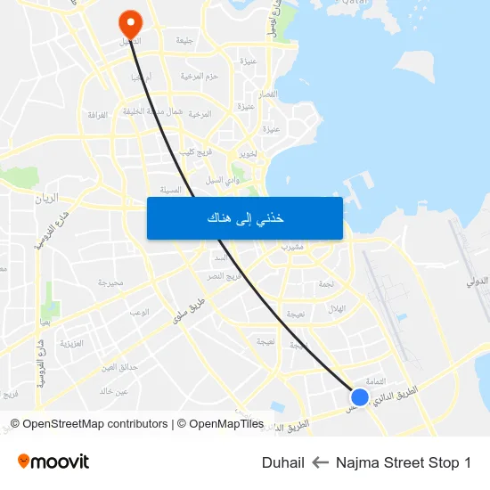 Najma Street Stop 1 to Duhail map